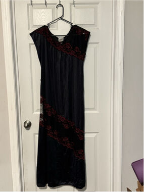 Da Notte Nightgown Black Red Lace Design Gorgeous Design Sexy Gorgeous 90s Vtg